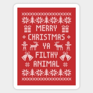 Funny Ugly Xmas Sweater - Merry Christmas Ya Filthy Animal Magnet